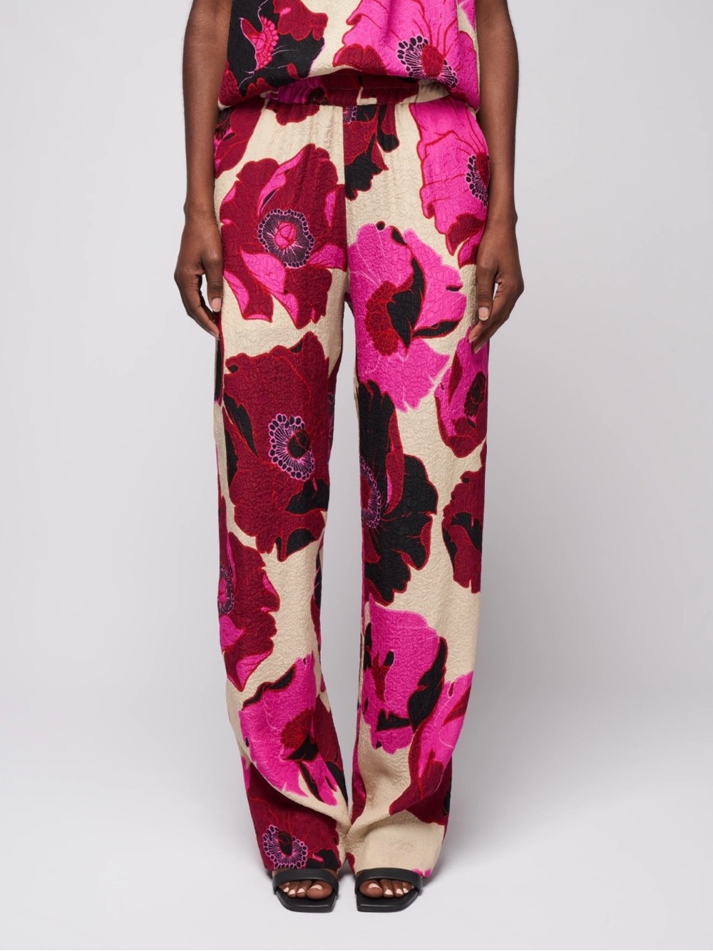 NEW NWT Dries Van Noten Ponta Floral Print Pants Trousers Pink Cream Silk 38 6